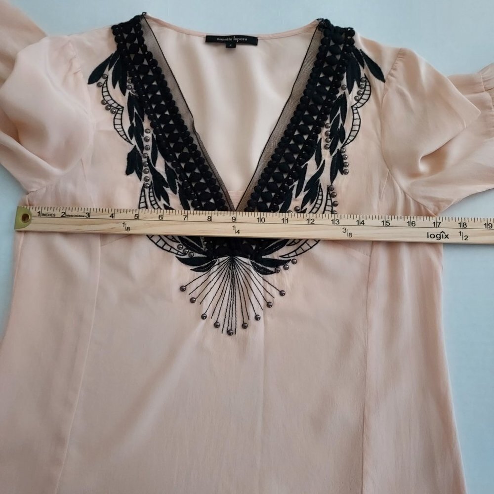 Nanette Lepore Silk Long Balloon Sleeve Blouse - Picture 6 of 11